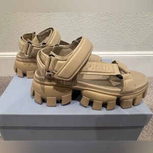 Prada Tan Chunky Sole Sandals